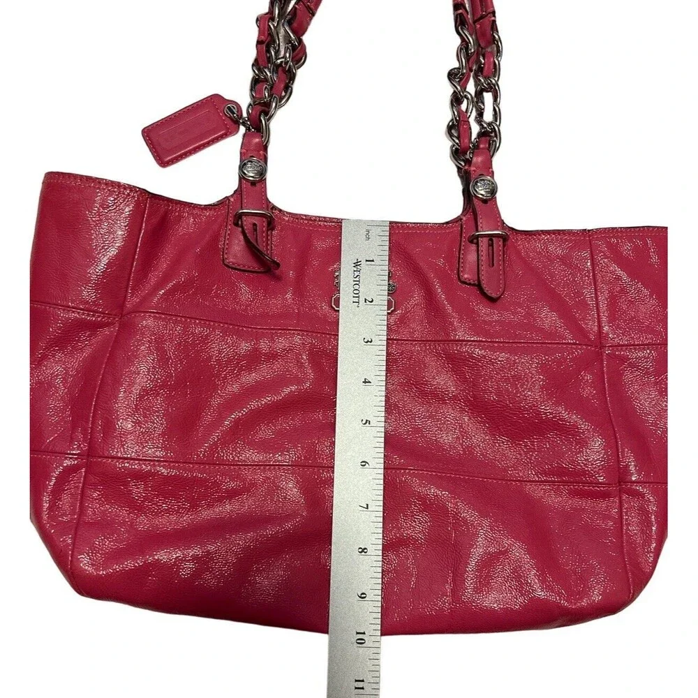 Coach 14123 Pink Fuchsia Tribeca‎ Patent Leather handbag shoulder bag Tote - Picture 5 of 7